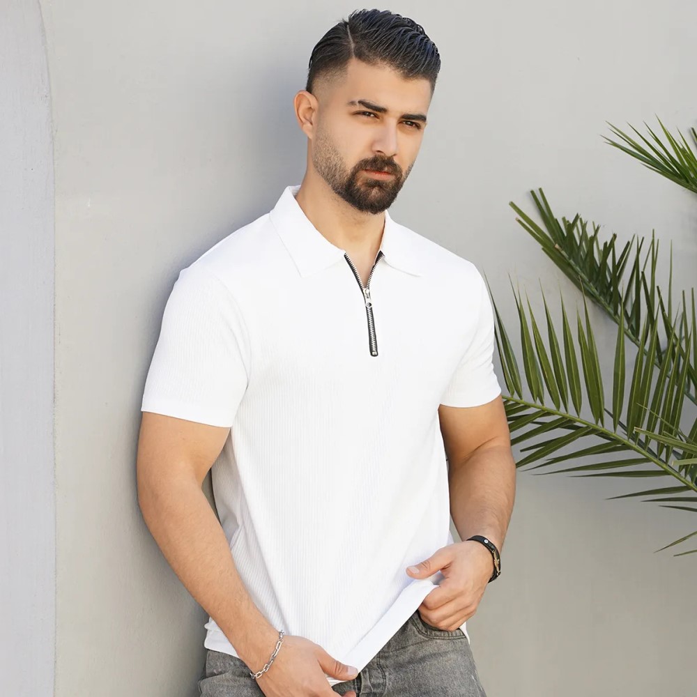 تیشرت مردانه یقه زیپ دار مدل Arban ( درچند رنگبندی )