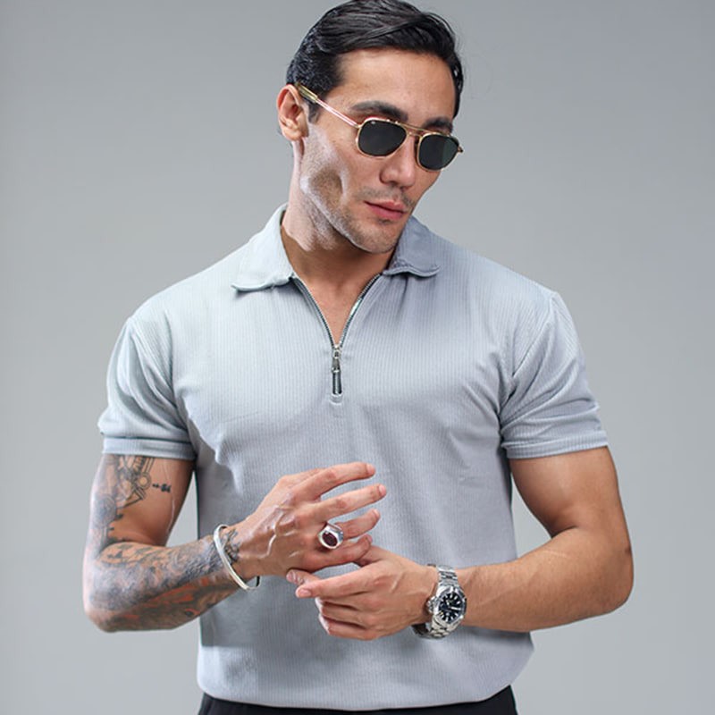 تیشرت مردانه یقه زیپ دار مدل Arban ( درچند رنگبندی )