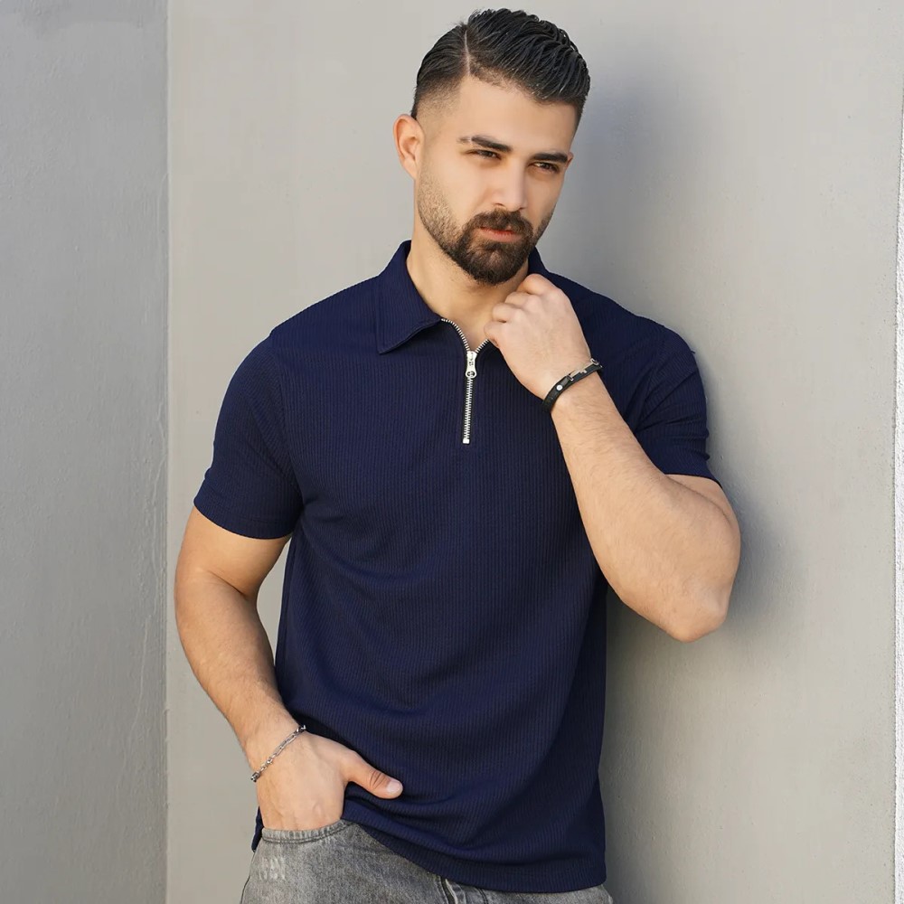 تیشرت مردانه یقه زیپ دار مدل Arban ( درچند رنگبندی )