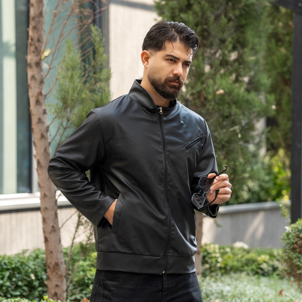 کاپشن چرم مردانه مدل Babak