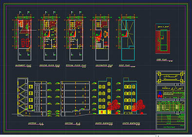 پکیج نقشه های اتوکدی آپارتمان های 4 طبقه