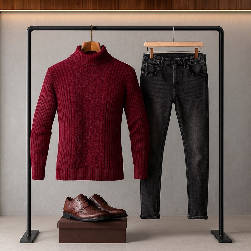 پلیوربافت مردانه یقه اسکی مدل هاکان (در 5 رنگ بندی)